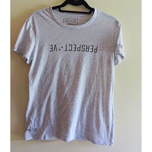 Two Blind Brothers Women's Gray Graphic Print Crew Neck Short Sleeve T-Shirt L